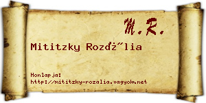 Mititzky Rozália névjegykártya